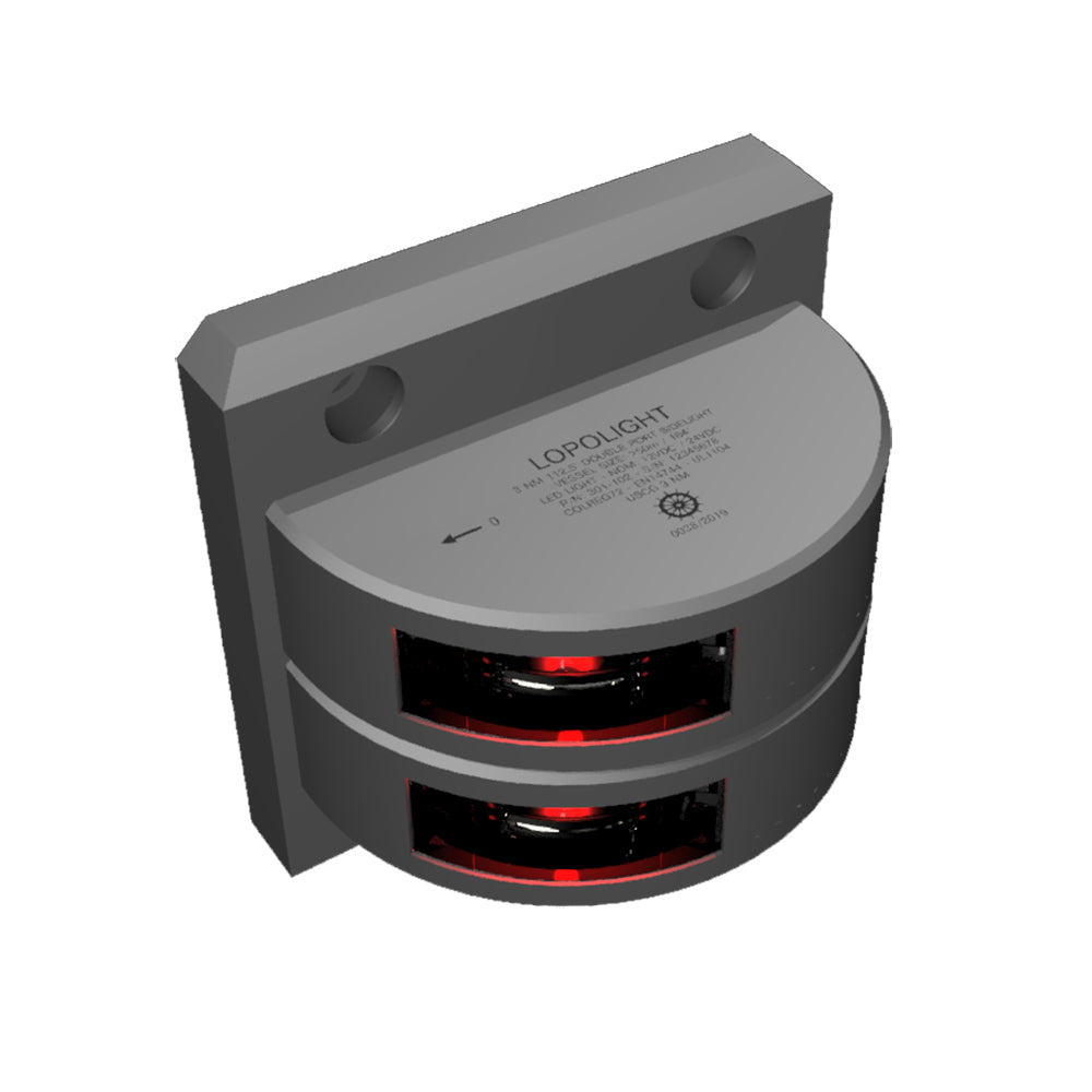 Lopolight Series 301102  Double Stacked Port Sidelight  3NM  Vertical Mount  Red  Silver Housing 301102ST