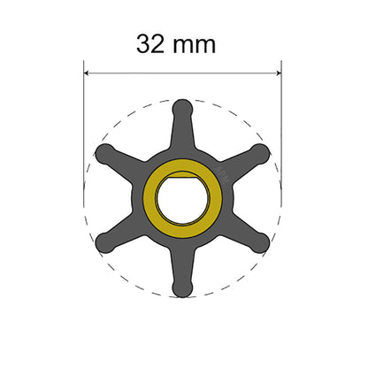Albin Group Premium Impeller Kit  32 x 8 x 12mm  6 Blade  Single Flat Insert 0601001