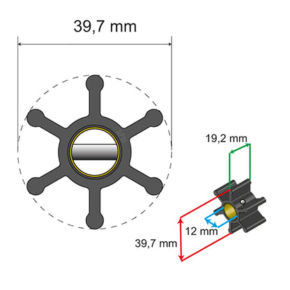 Albin Group Premium Impeller Kit  397 x 12 x 192mm  6 Blade  Pin Insert 0601002