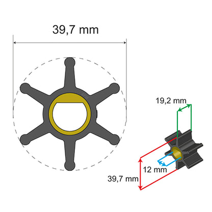 Albin Group Premium Impeller Kit  397 x 12 x 192mm  6 Blade  Single Flat Insert 0601004