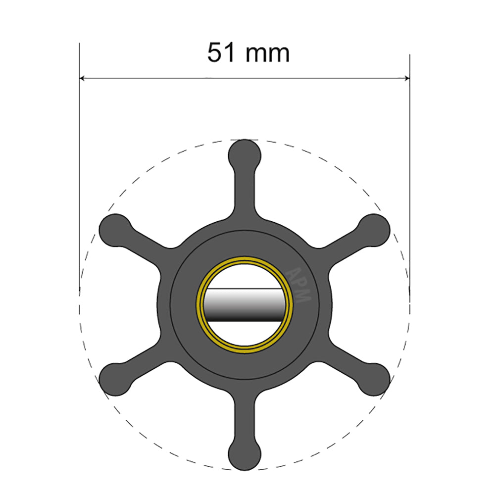 Albin Group Premium Impeller Kit  51 x 22 x 127mm  6 Blade  Pin Insert 0601006