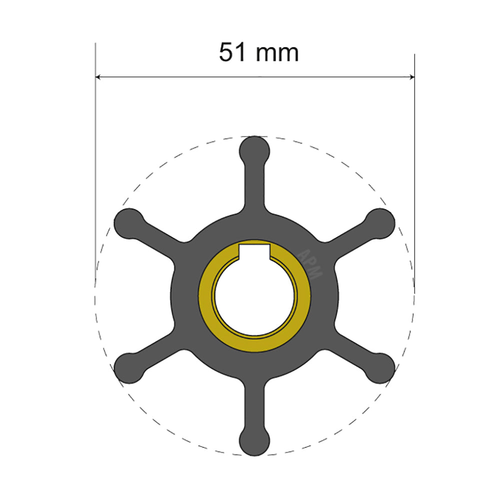 Albin Group Premium Impeller Kit  51 x 127 x 22mm  6 Blade  Key Insert 0601007
