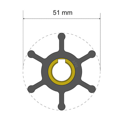 Albin Group Premium Impeller Kit  51 x 127 x 22mm  6 Blade  Key Insert 0601007