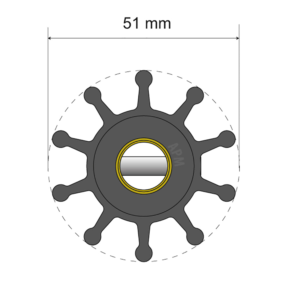 Albin Group Premium Impeller Kit  51 x 127 x 22mm  10 Blade  Pin Insert 0601011