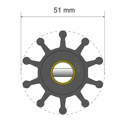 Albin Group Premium Impeller Kit  51 x 127 x 22mm  10 Blade  Pin Insert 0601011