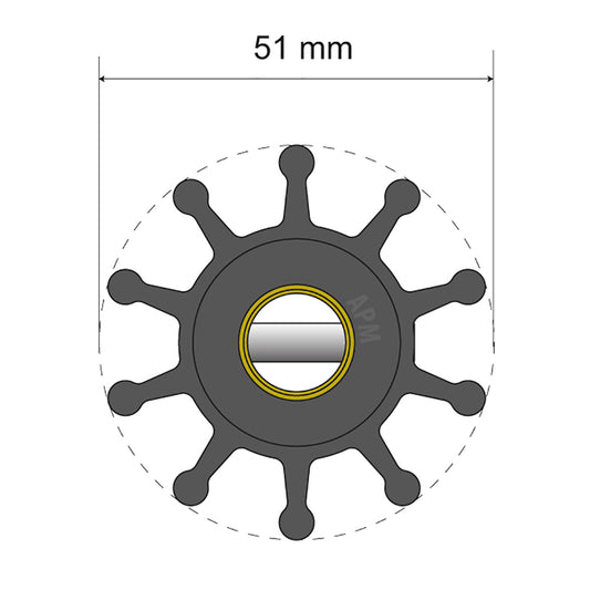 Albin Group Premium Impeller Kit  51 x 127 x 22mm  10 Blade  Pin Insert 0601011