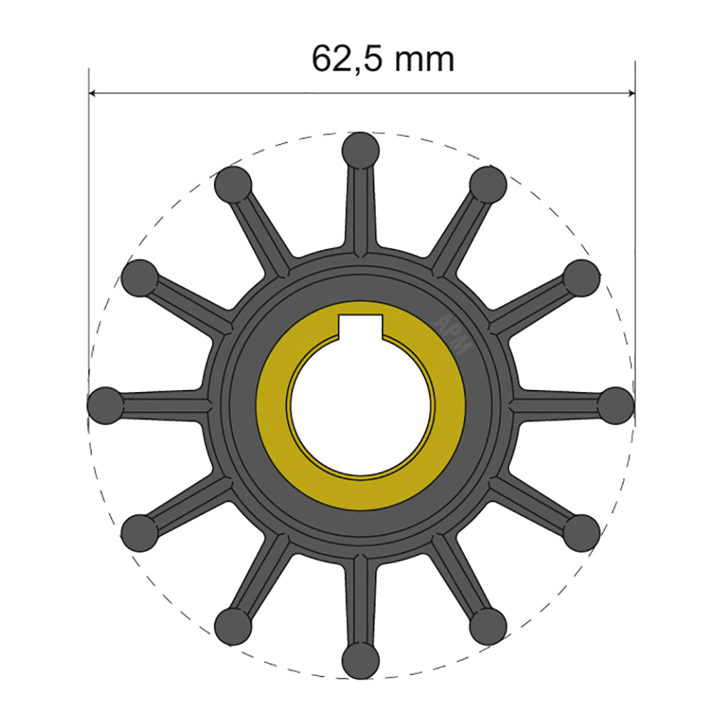 Albin Group Premium Impeller Kit 625 x 16 x 32mm  12 Blade  Key Insert 0601016