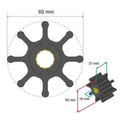 Albin Group Premium Impeller Kit 65 x 16 x 37mm  8 Blade  Spline Insert 0601017