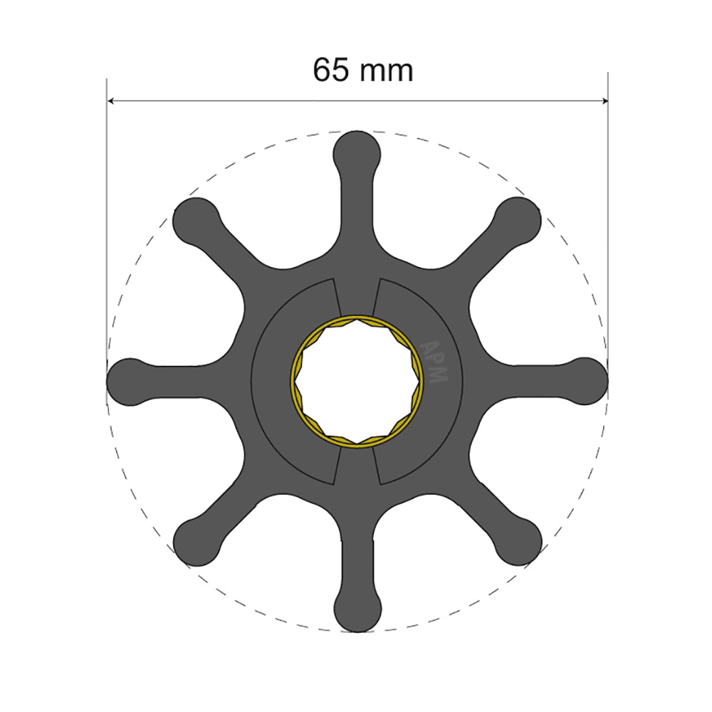 Albin Group Premium Impeller Kit 65 x 16 x 37mm  8 Blade  Spline Insert 0601017