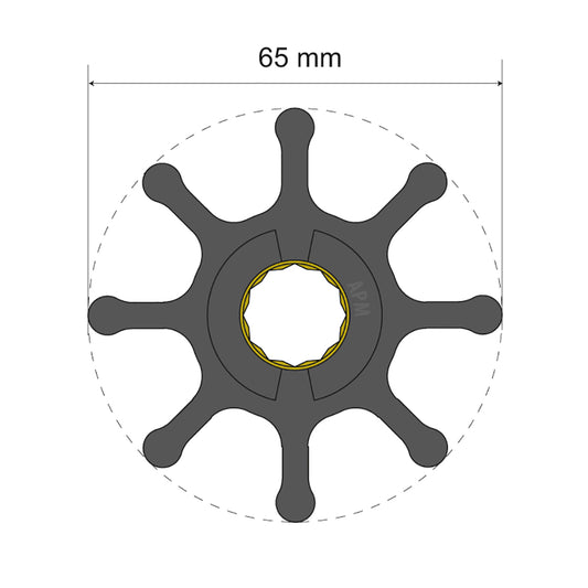 Albin Group Premium Impeller Kit 65 x 16 x 37mm  8 Blade  Spline Insert 0601017