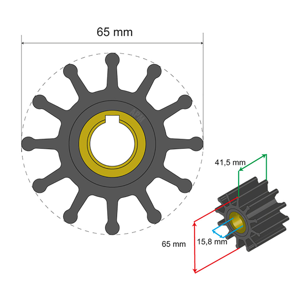 Albin Group Premium Impeller Kit 65 x 158 x 415mm  12 Blade  Key Insert 0601018