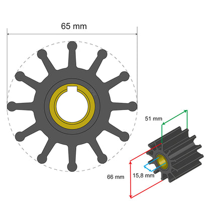 Albin Group Premium Impeller Kit 65 x 158 x 51mm  12 Blade  Key Insert 0601019