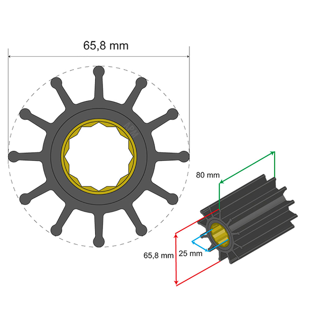 Albin Group Premium Impeller Kit 658 x 25 x 80mm  12 Blade  Spline Insert 0601020