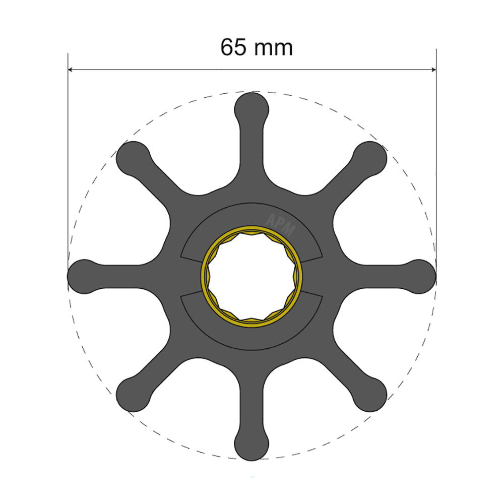 Albin Group Premium Impeller Kit 65 x 16 x 50mm  8 Blade  Spline Insert 0601021