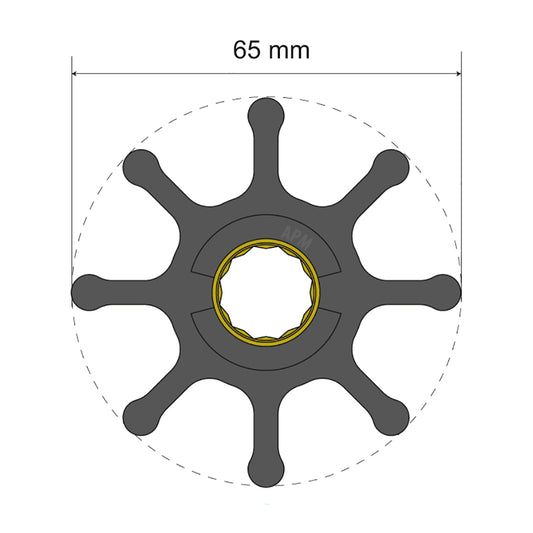 Albin Group Premium Impeller Kit 65 x 16 x 50mm  8 Blade  Spline Insert 0601021