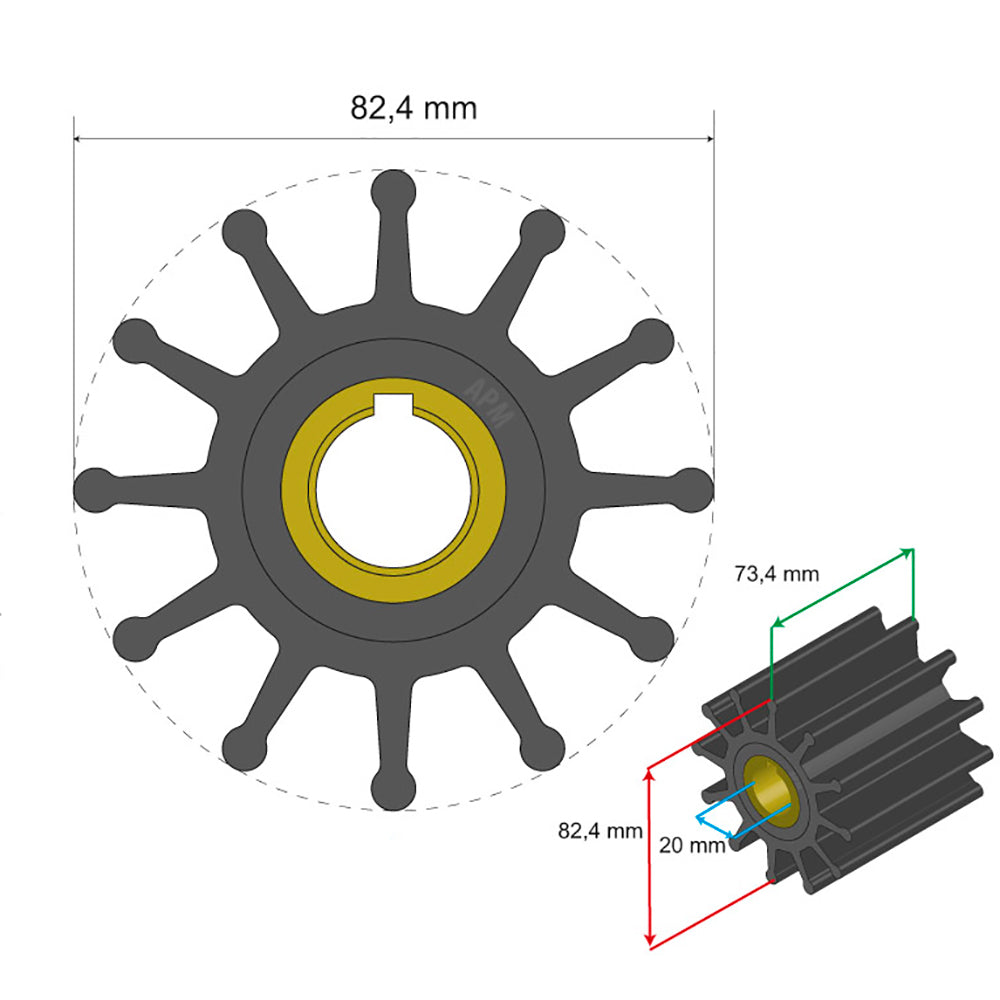 Albin Group Premium Impeller Kit 824 x 20 x 734mm  12 Blade  Key Insert 0602025