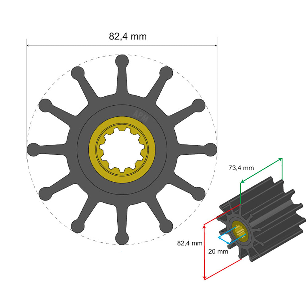 Albin Group Premium Impeller Kit 824 x 20 x 734mm  12 Blade  Spline Insert 0602026