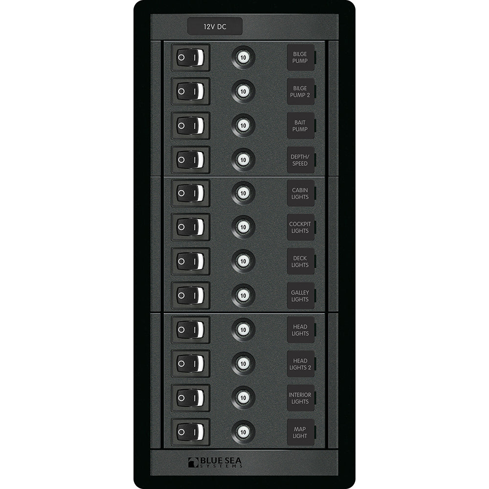 Blue Sea 1461 12 Position Circuit Breaker Panel  12V  120A 1461