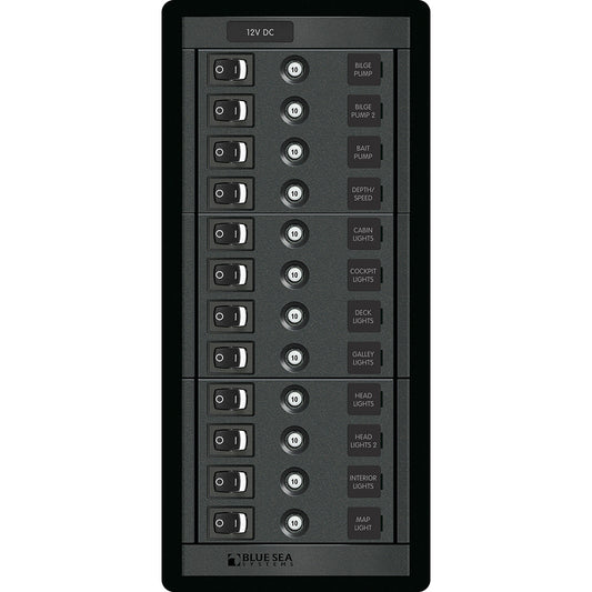 Blue Sea 1461 12 Position Circuit Breaker Panel  12V  120A 1461