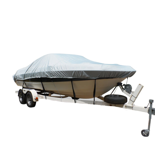 Carver FlexFit PRO Polyester Size 1 Boat Cover fVHull Fishing Boats  Jon Boats  Grey 79001