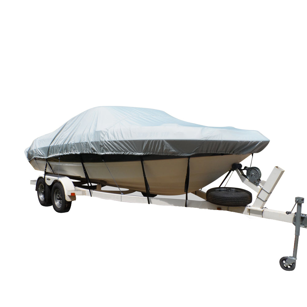 Carver FlexFit PRO Polyester Size 3 Boat Cover fFish  Ski Boats IO or OB  Wide Bass Boats  Grey 79003