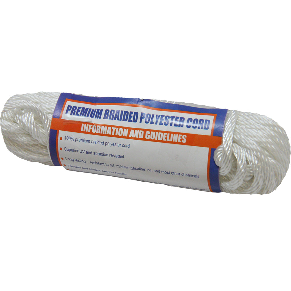 SeaDog Solid Braid Polyester Cord Hank  316 x 50  White 3033050501