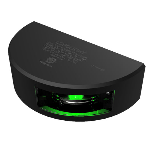 Lopolight Series 301001  Starboard Sidelight  2NM  Vertical Mount  Green  Black Housing  6M Cable 301001B6M