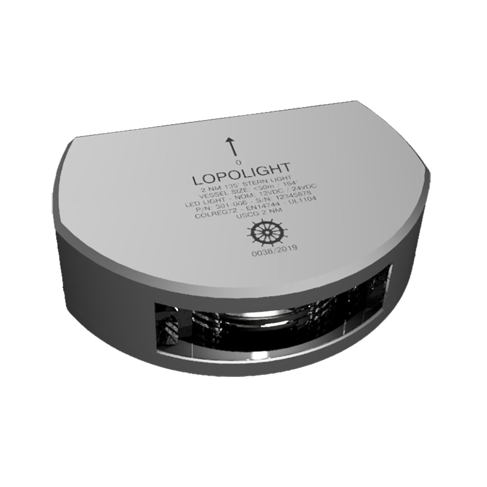 Lopolight Series 301006  Stern Light  2NM  Vertical Mount  White  Silver Housing  6M Cable 3010066M