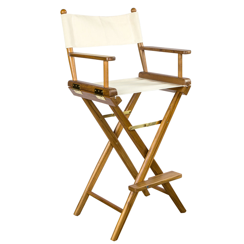 Whitecap Captains Chair wNatural Seat Covers  Teak 60048