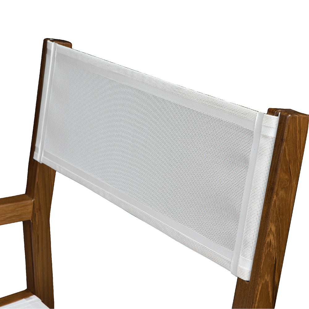 Whitecap Directors Chair wWhite Batyline Fabric  Teak 63061