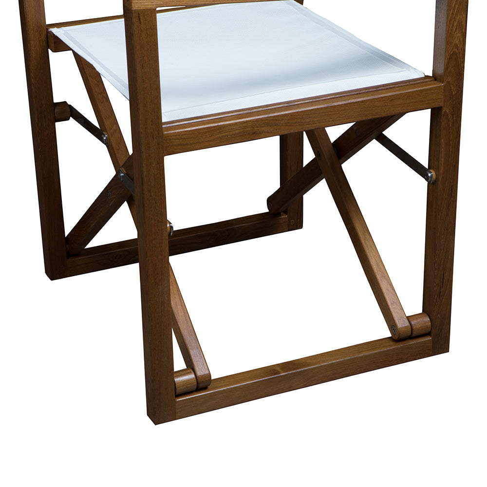 Whitecap Directors Chair wWhite Batyline Fabric  Teak 63061