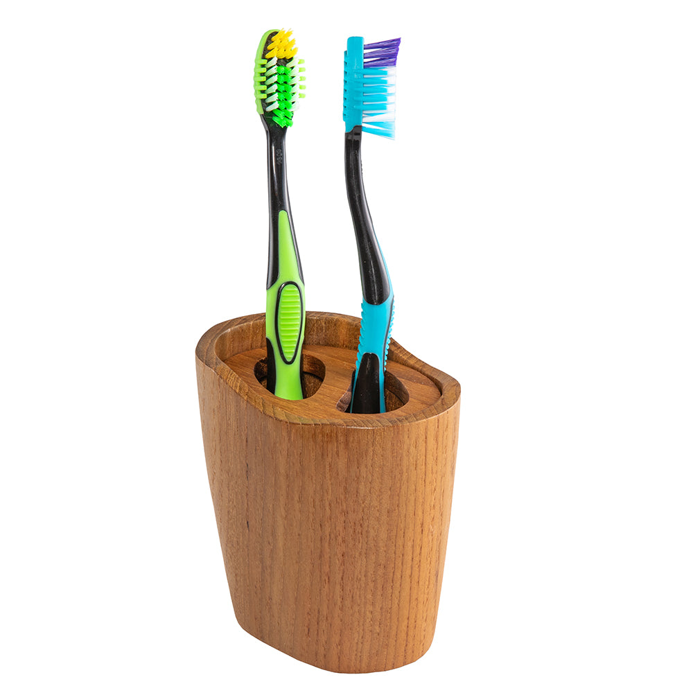 Whitecap Oval Toothbrush Holder Oiled  Teak 63112