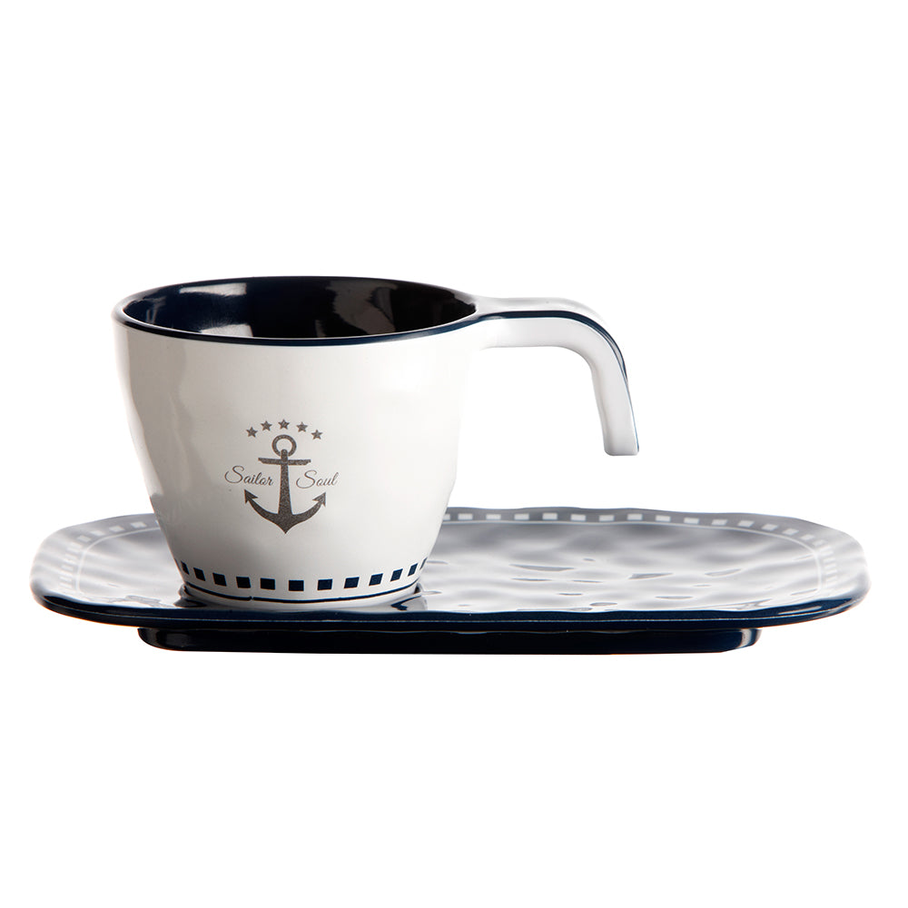 Marine Business Melamine Espresso Cup  Plate Set  SAILOR SOUL  Set of 6 14006C