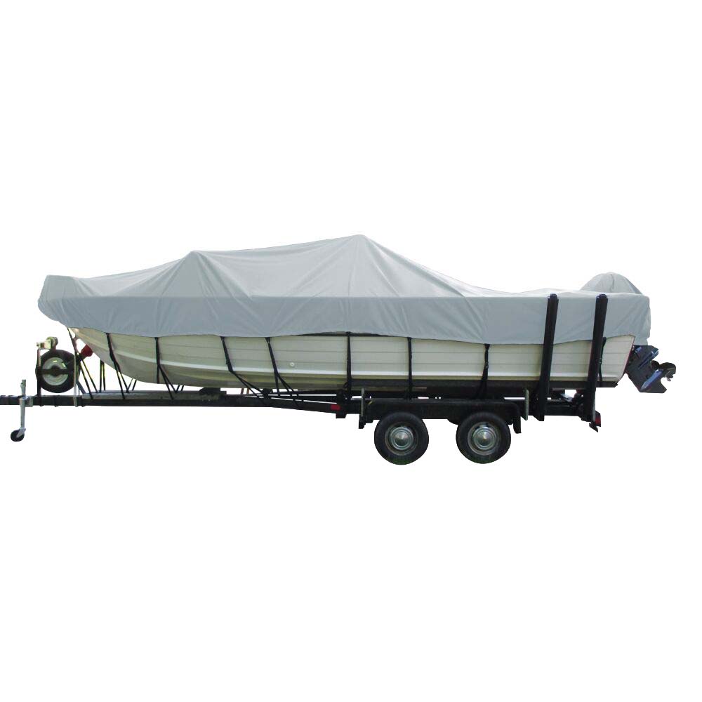 Carver SunDURA Wide Series StyledtoFit Boat Cover f205 Aluminum VHull Boats with WalkThru Windshield  Grey 72320S11