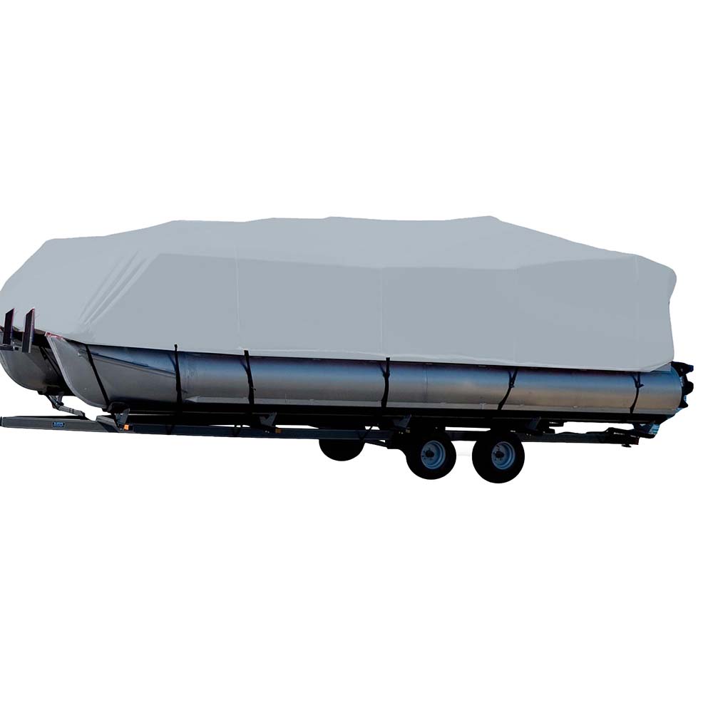Carver SunDURA StyledtoFit Boat Cover f165 Pontoons wBimini Top  Partial Rails  Grey 77616S11