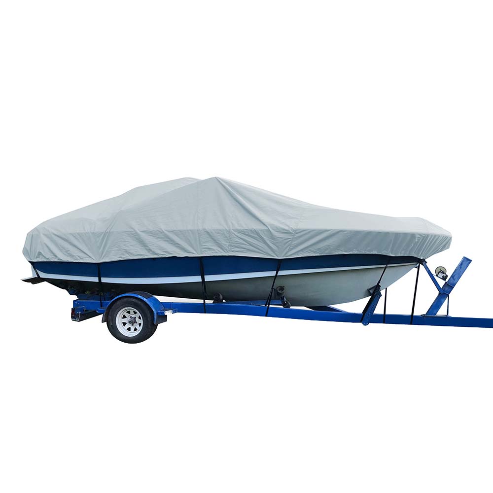 Carver SunDURA StyledtoFit Boat Cover f215 VHull Low Profile Cuddy Cabin Boats wWindshield  Rails  Grey 77721S11
