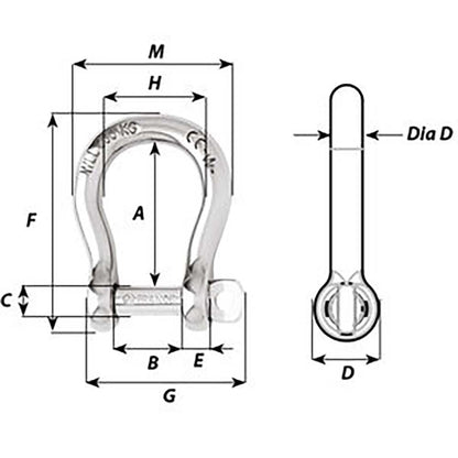 Wichard SelfLocking Bow Shackle  Diameter 6mm  14 01243