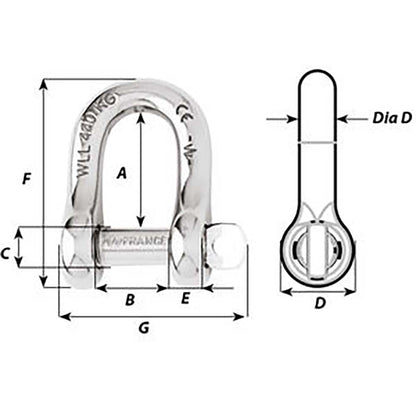 Wichard Captive Pin D Shackle  Diameter 8mm  516 01404