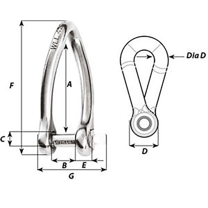 Wichard Captive Pin Twisted Shackle  Diameter 5mm  316 01422