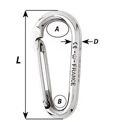 Wichard Symmetric Carbine Hook Without Eye  Length 60mm  14 02333