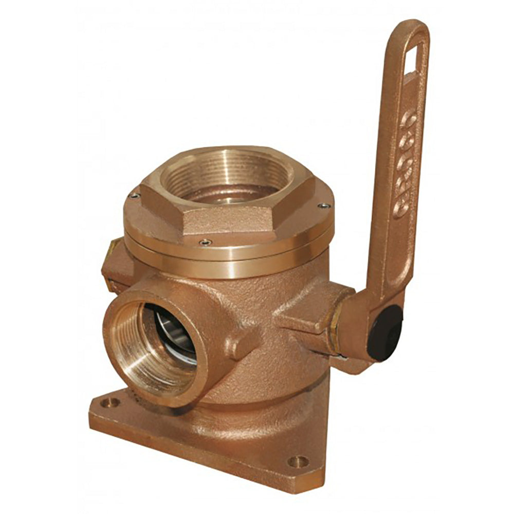 GROCO 4 Bronze Flanged Seacock  Adaptor w3 NPT Side Port SBV4000P