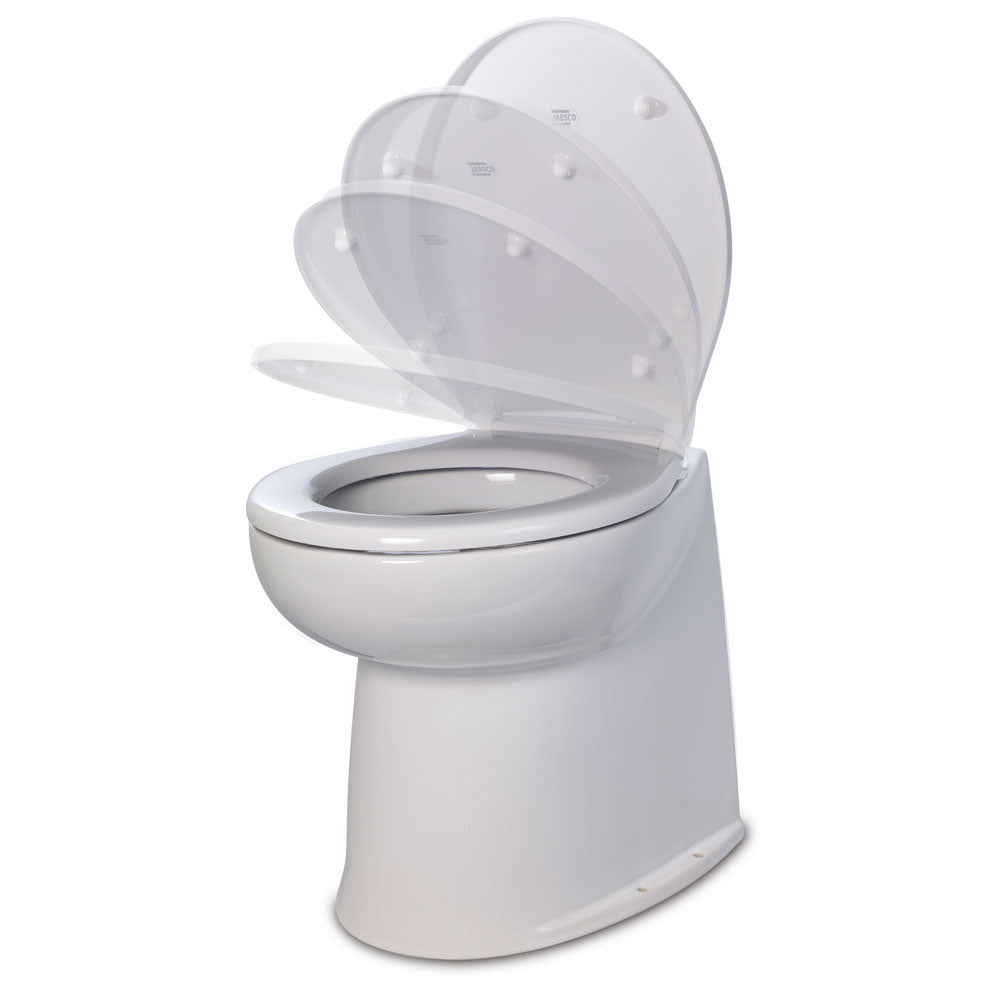 Jabsco Deluxe Flush 14 Straight Back 24V Freshwater Electric Marine Toilet wSolenoid Valve  Soft Close Lid 580803024