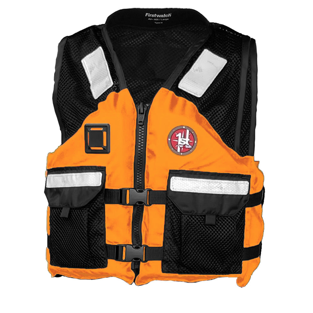 First Watch AV5001 Mesh Crew Vest HiVis  OrangeBlack  LXL AV5001OBLXL