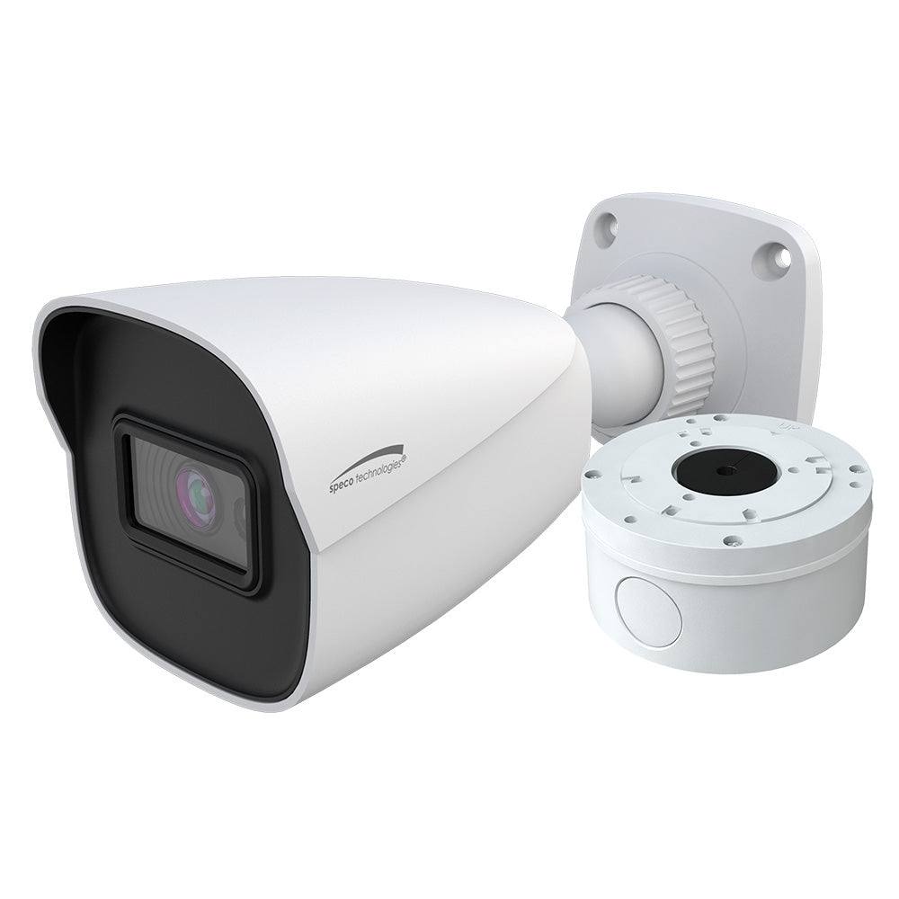 Speco 4MP H265 AI Bullet IP IR Camera  28mm Lens  Junction Box O4B9